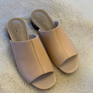 Clarks Women's Peep-Toe Slide Sandals in Blush